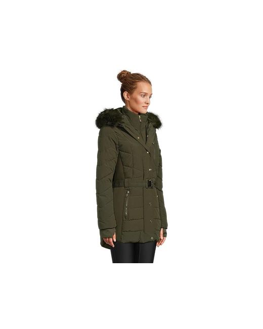 MICHAEL Michael Kors Green Chevron W/ Belt A421509B74 Coat, Polyester