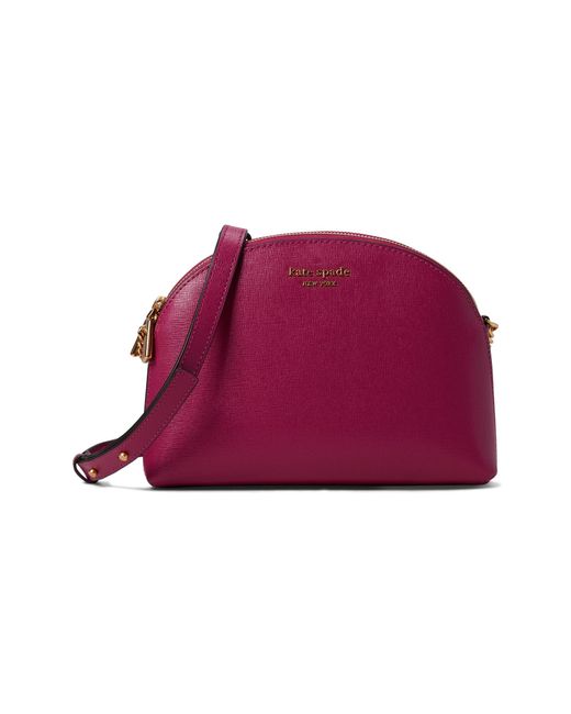 Kate Spade Morgan Saffiano Leather Double Zip Dome Crossbody in Red | Lyst