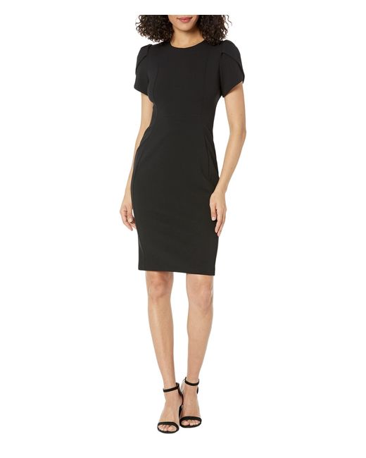 Calvin Klein Tulip Sleeve Sheath Dress in Black | Lyst