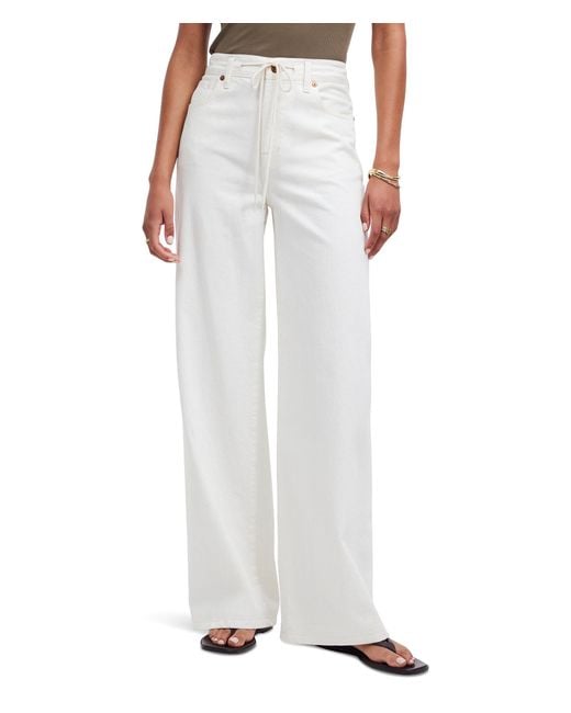 Madewell White Superwide-leg Jeans In Vintage Canvas: Drawstring Edition