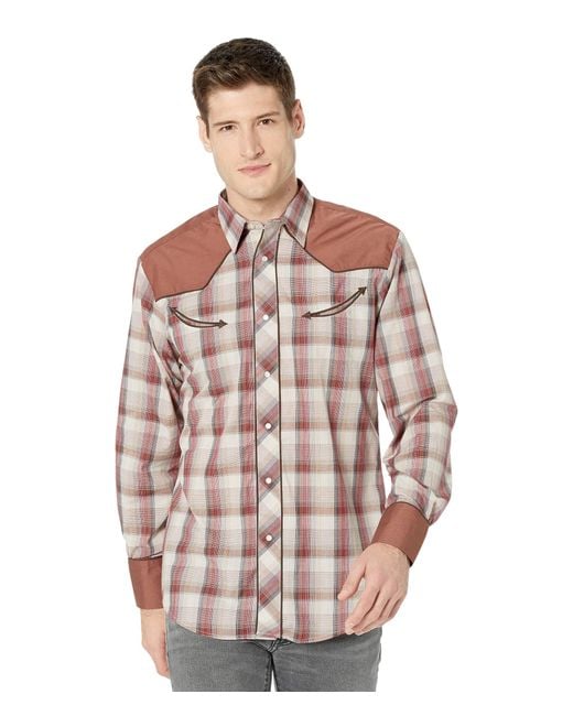 Roper Cotton/poly Plaid Retro Contrast Fancy Yoke Western Shirt W