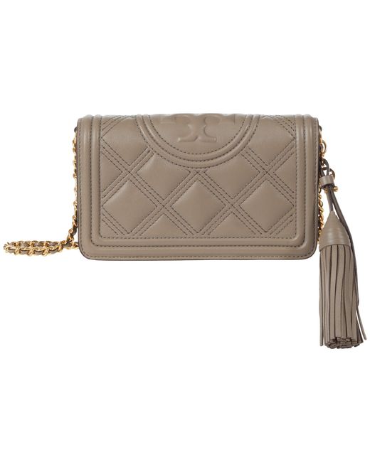 Tory Burch Fleming Soft Wallet Crossbody Handbags in Gray Lyst