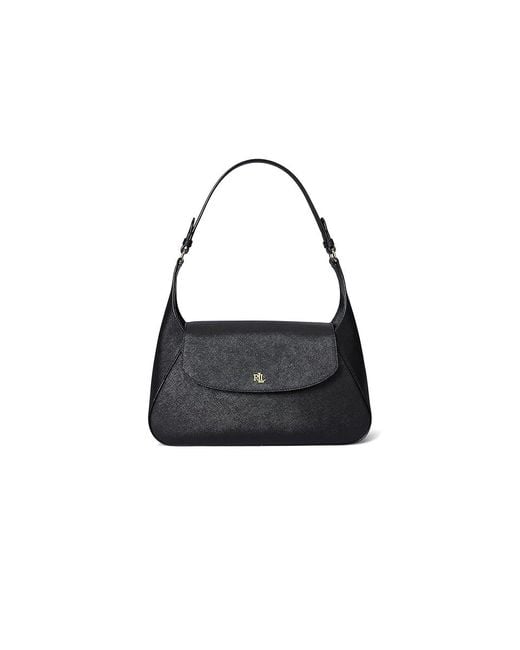 Ralph Lauren Black Crosshatch Medium Schylar Shoulder Bag Handbags, Leather