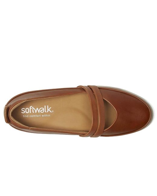 Softwalk® Brown Devon Flat Shoes 10.5 W (E) Leather