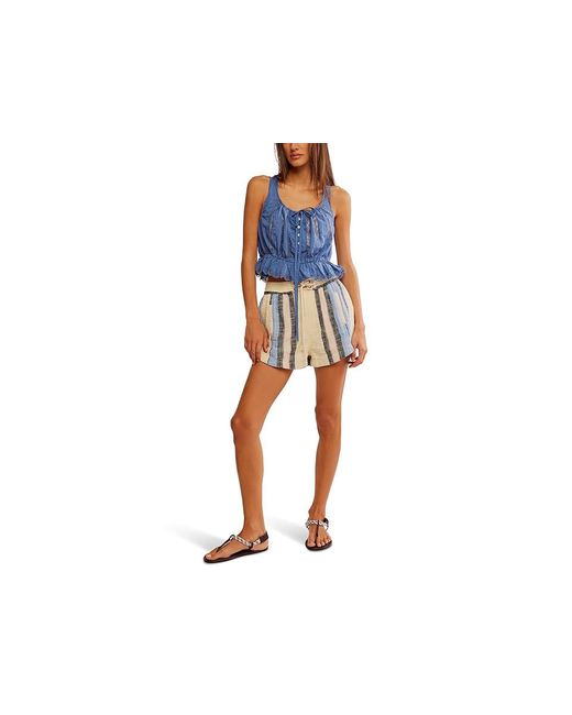 Free People Blue Alana Lace Tank Clothing Lg 12) Cotton