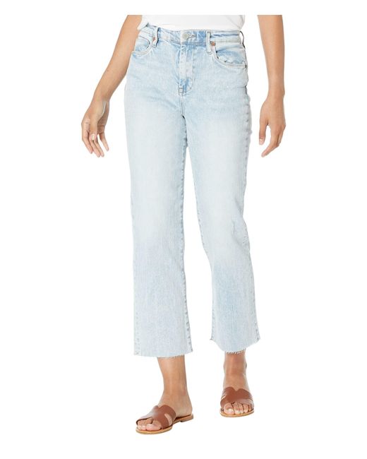 Blank NYC White The Baxter Ribcage Straight Leg Light Wash Five-pocket Jeans In Wash Back Off