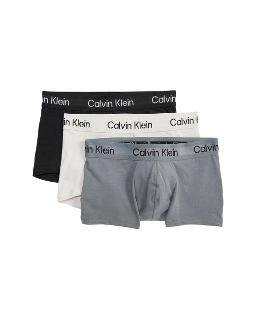 Calvin Klein Khakis Cotton Stretch Low Rise Trunks 3-pack in Gray for ...