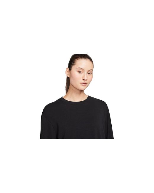 Nike Black One Relaxed Dri-Fit Long-Sleeve Top Workout Sm (Us 4-6) Cotton/Elastane/Polyester