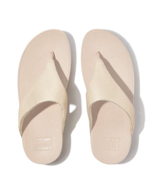 Fitflop Natural Lulu Glitz-canvas Toe-post Sandals