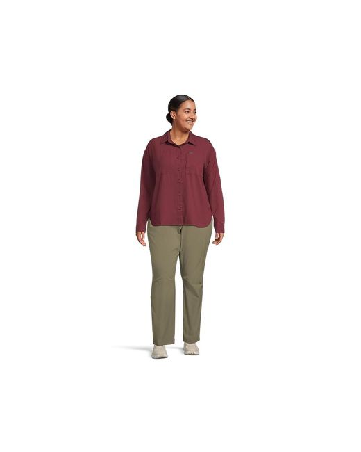 Columbia Red Plus Size Ridge Utilitytm Long Sleeve Shirt Clothing, Polyester