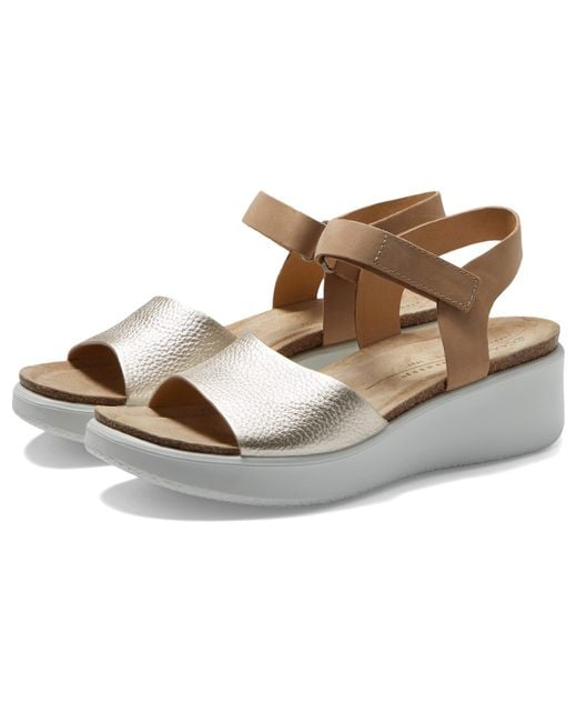 Ecco Flowt Wedge Cork Sandal in Metallic Lyst