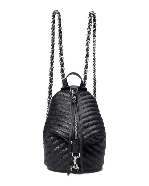 Rebecca Minkoff Leather Small Julian Chevron Quilted Backpack in Black