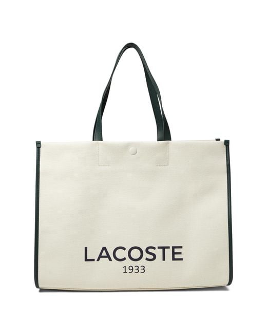 Lacoste Heritage Canvas Large Shopping Bag in White Lyst