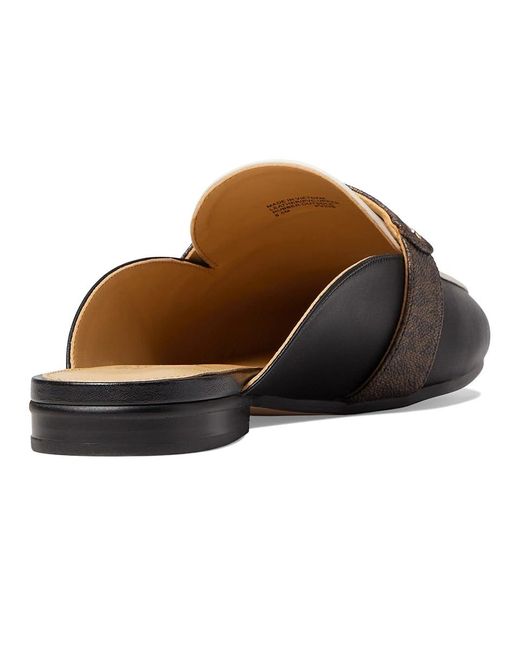 MICHAEL Michael Kors Black Plate Mule Shoes/Light Cream, Synthetic