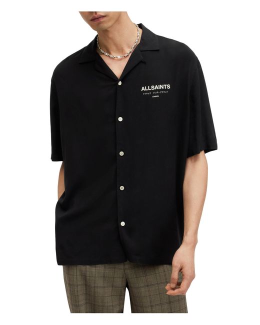 AllSaints Black Underground Short Sleeve Shirt for men