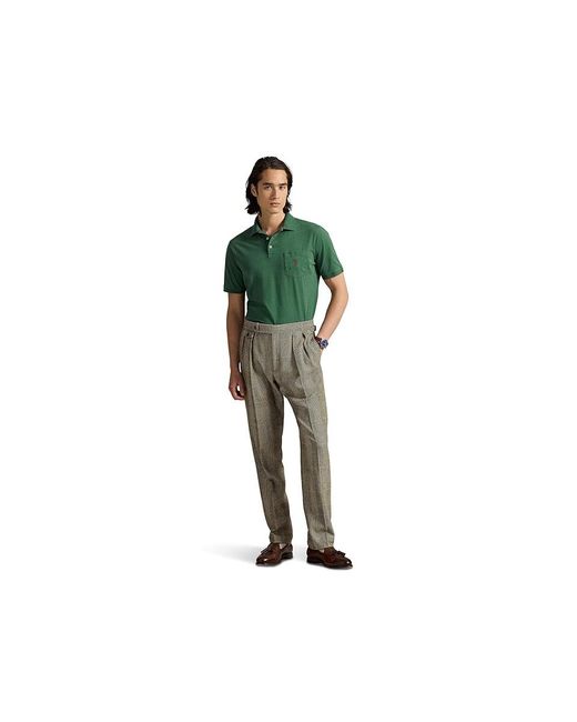 Polo Ralph Lauren Green Classic Fit Jersey Pocket Polo Shirt T Shirt, Cotton for men
