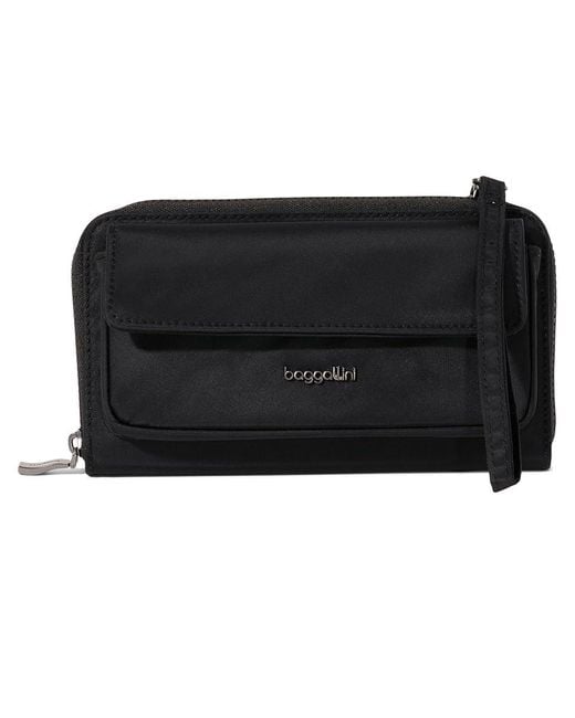 Baggallini Black Rfid Phone Wallet Crossbody Cross Body Handbags, Nylon