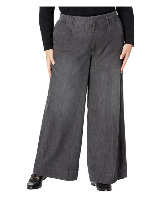 NYDJ Cotton Plus Size Highrise Mona Wide Leg Trousers In Smokey