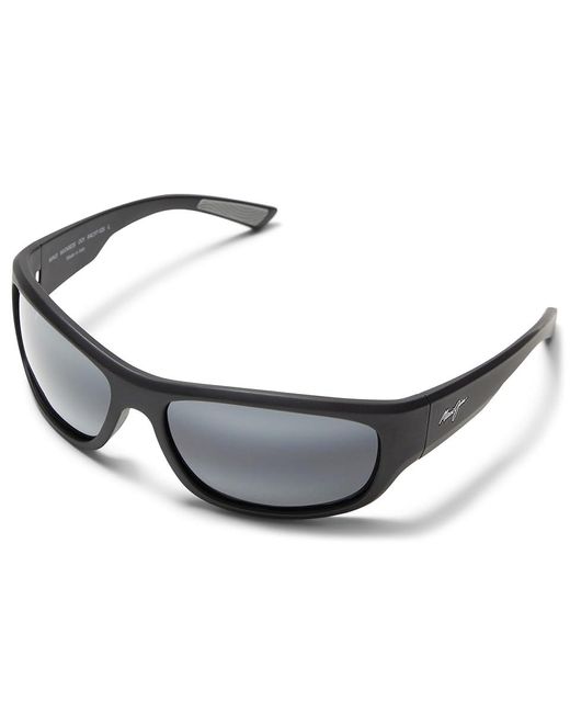Maui Jim Black Mauklele Large Fashion Sunglasses Matte/Neutral Polarized, Nylon for men