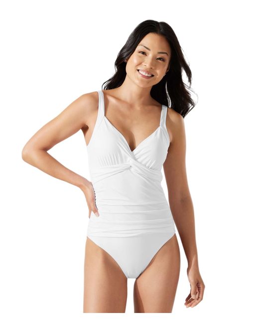 Tommy Bahama White Pearl Underwire Twist Front One-piece