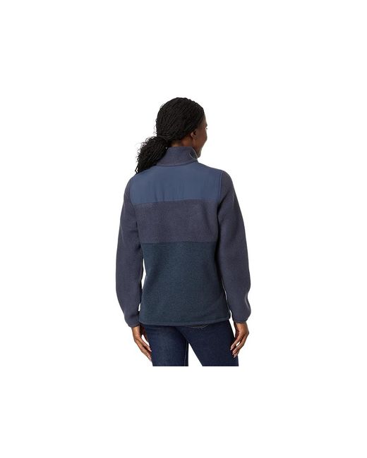 L.L. Bean Blue Petite Sweater Fleece Sherpa Hybrid Color-Block (Carbon) Clothing