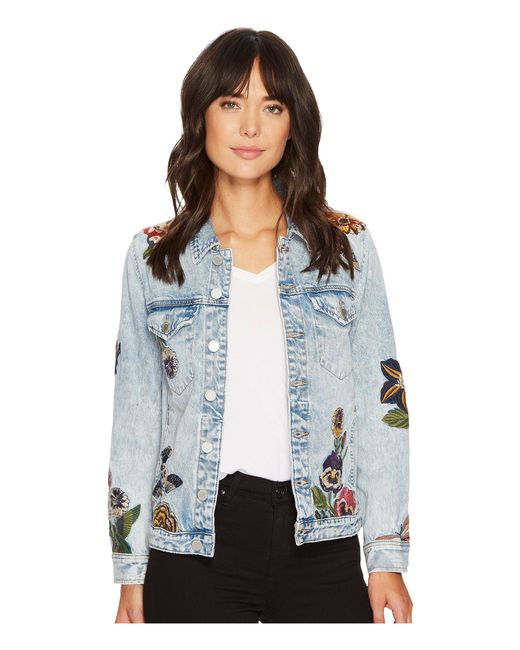 Blank NYC Blue Embroidered Denim Jacket In Flight Song