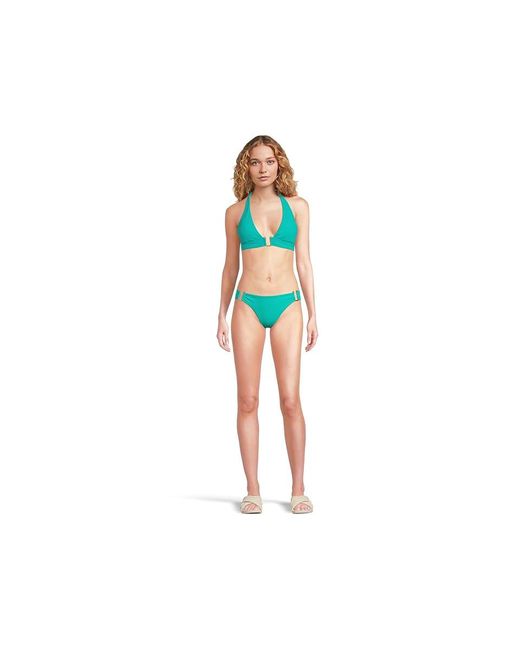 Becca Black Modern Edge Rib Gracie U Buckle Side Hipster Bottom Swimwear, Nylon/Spandex