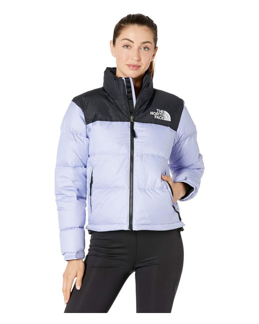 The North Face Goose Cropped Nuptse Jacket In Purple Black Purple Save 64 Lyst