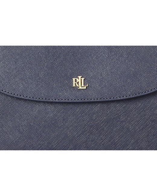 Ralph Lauren Blue Crosshatch Medium Schylar Shoulder Bag Handbags, Leather