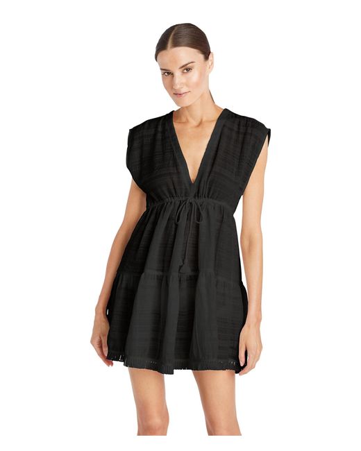 Robin Piccone Synthetic Natalie Flouncy Dress in Black | Lyst