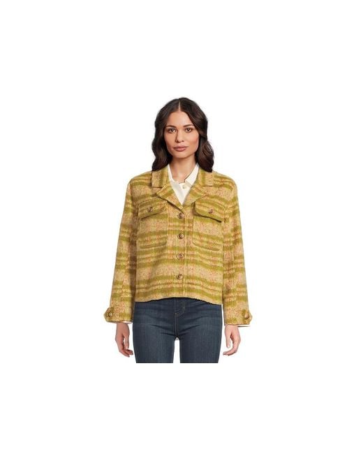 Liverpool Los Angeles Multicolor Button Front Blanket Plaid Boxy Shacket Jacket/ Blanket Plaid, Nylon/Polyester/Viscose