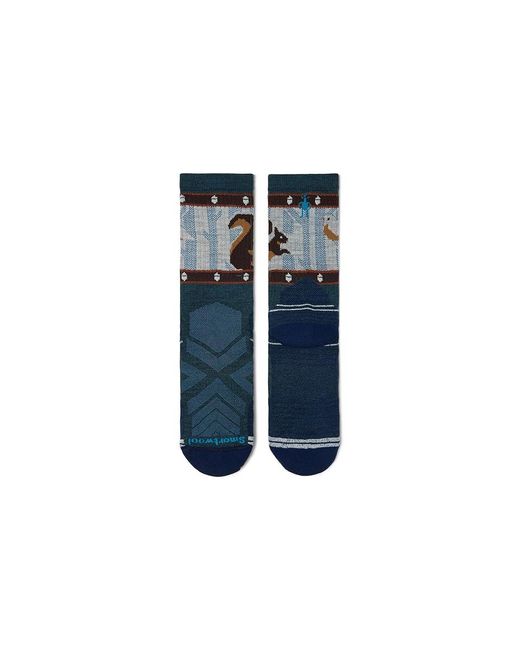 Smartwool Black Hike Light Cushion Squirrely Print Crew Socks Crew Cut Socks Shoes Md Shoe 7-9.5)