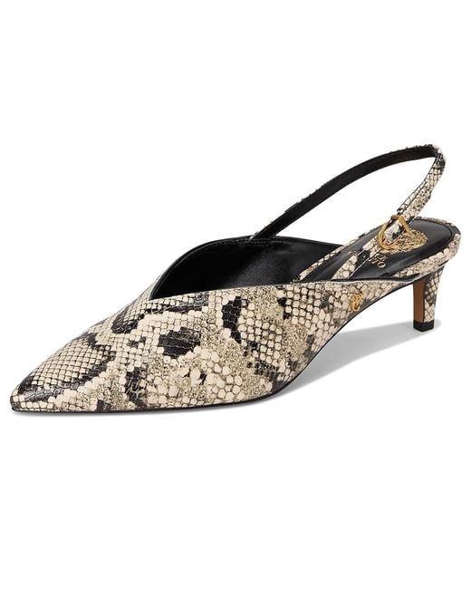 Vince Camuto Black Kylien Slingback Kitten Heel Pumps Shoes/Cream/ Leather/Suede