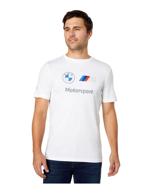 PUMA Cotton Bmw M Motorsport Essentials Logo Tee in White for Men | Lyst