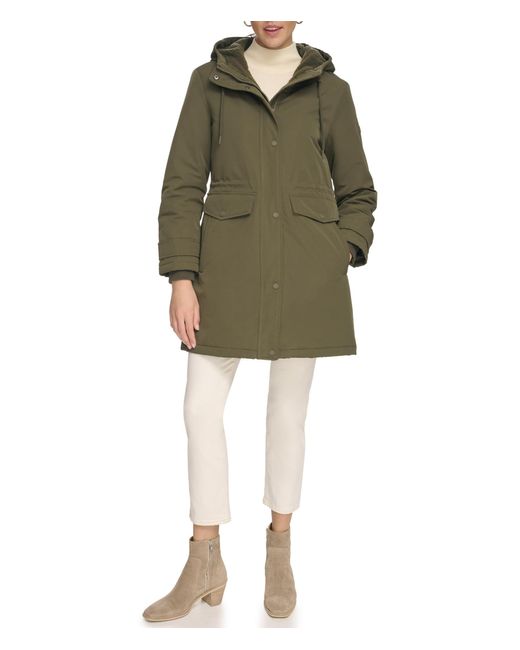 Calvin Klein Parka With Faux Sherpa Hood in Green Lyst