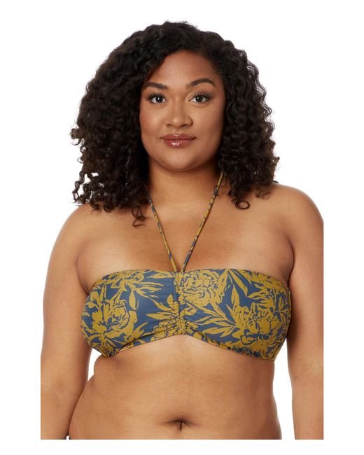Madewell Green Cinched Halter Bikini Top In Floral