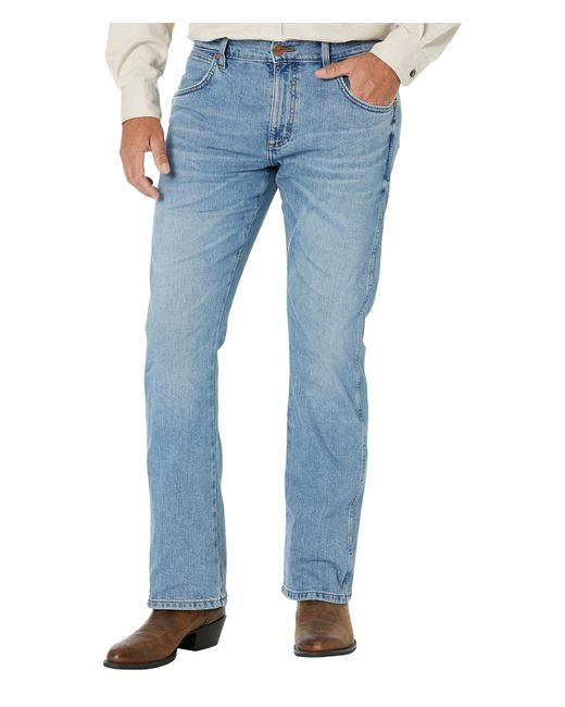 Wrangler Blue Green Jeans Retro Premium Slim Boot In Welleford for men