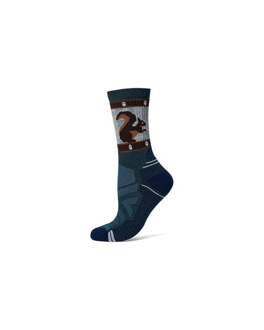 Smartwool Black Hike Light Cushion Squirrely Print Crew Socks Crew Cut Socks Shoes Md Shoe 7-9.5)