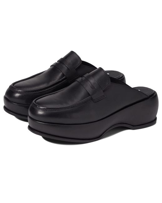 Free People Leather Winston Platform Loafer Mule in Black Lyst