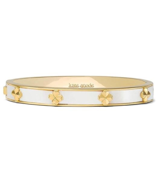 Kate Spade Black Spade Flower Hinge Bangle Bracelet, Brass
