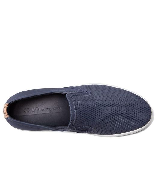 Ecco Blue Soft 7 Slip-On 2.0 Perforated (Marine/Marine/Lion) Shoes for men