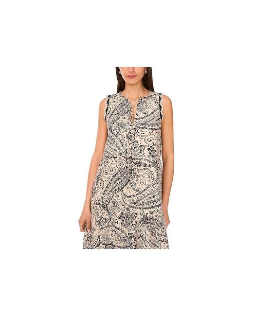 Vince Camuto Black Sleeveless Crochet Trim Tiered Maxi Dress, Polyester