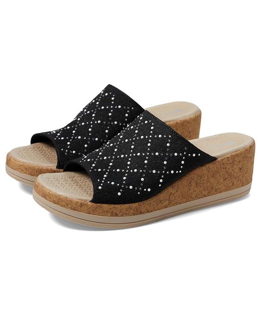 Bzees Black Royal Wedge Sandals ( Shimmer) Sandals