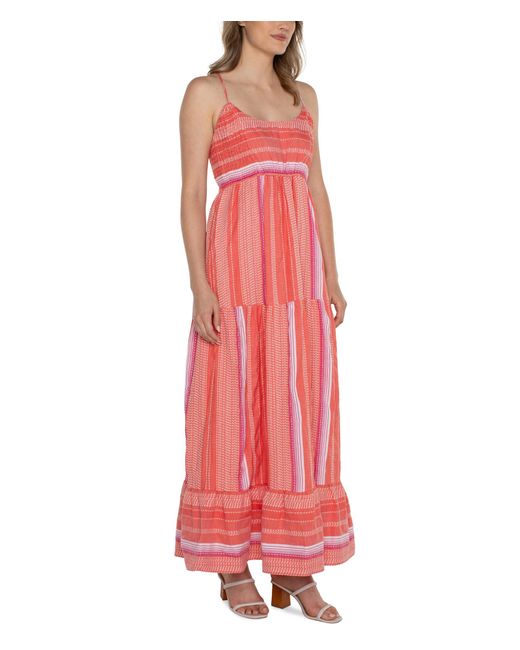 Liverpool Los Angeles Racer Back Tiered Maxi Dress With Smocking
