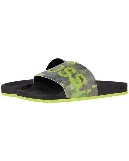 BOSS by HUGO BOSS Rubber Bay Slide Sandals in Yellow Camouflage (Green) for  Men - Save 29% - Lyst