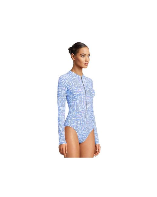 Lilly Pulitzer Blue Randee Rashguard One-Piece Swimsuits One Piece, Nylon/Spandex
