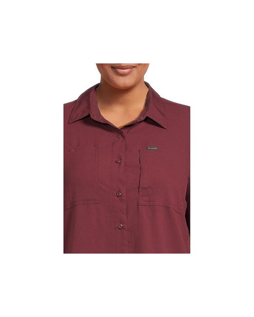 Columbia Red Plus Size Ridge Utilitytm Long Sleeve Shirt Clothing, Polyester