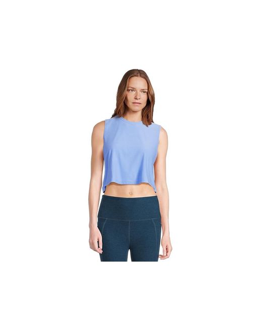 Beyond Yoga Blue Featherweight Balance Cropped Tank Top Workout, Elastane/Polyester