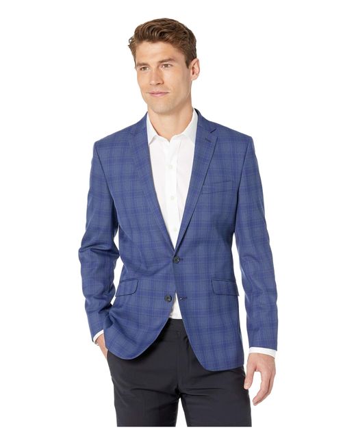 Kenneth Cole Reaction Synthetic Plaid Sport Coat in Blue for Men - Lyst
