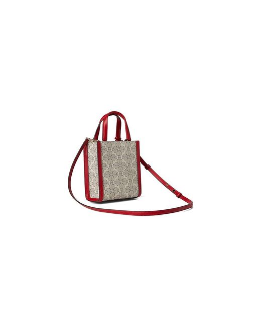 Kate Spade Red Spade Flower Coated Canvas Vday Spade Flower Coated Canvas Manhattan Mini Tote Cross Body Handbags Cherry Rouge/Multi
